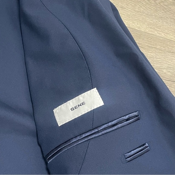 Sene Soho FlexTech Blazer 2 Button Performance Blazer Jacket Custom Sz Navy Blue - Picture 5 of 9